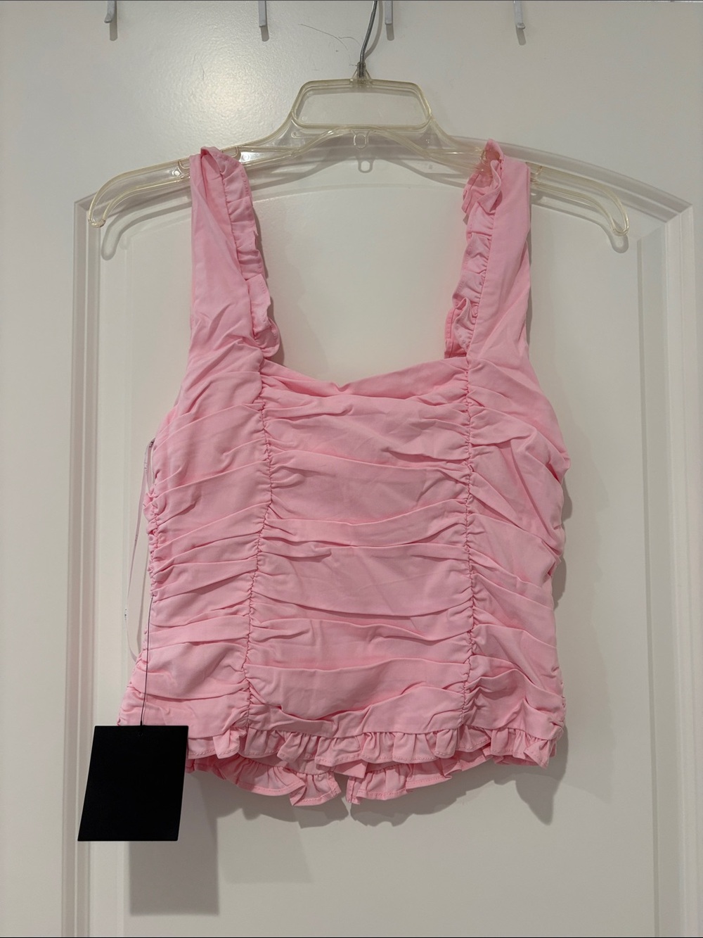 NEW Lulu's Pastel Pink Ruched Ruffle Camisole - Picture 4 of 4